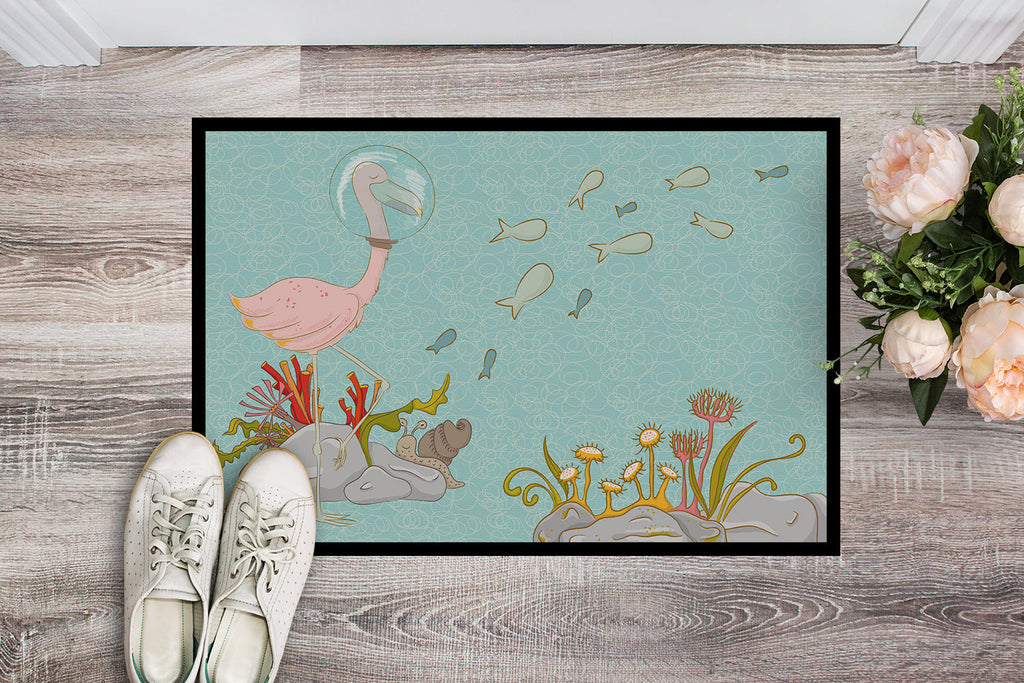 Flamingo Underwater Doormat Indoor Outdoor 18H X 27W Front Door Mat Rugs for Entryway, Non Slip Washable