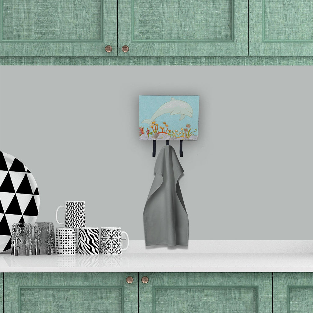 Dolphin Underwater Scene Leash or Key Holder Wall Hooks, Coat Rack Wall Mount, for Hanging Keys, Towels, Aprons, Leashes