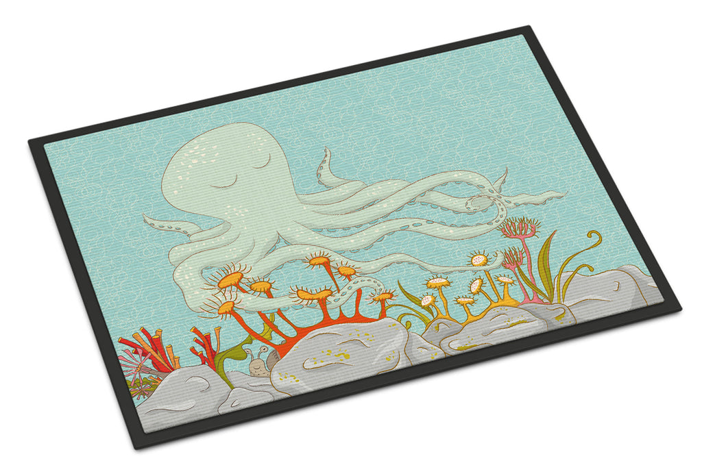 Octopus Underwater Scene Doormat Indoor Outdoor 24H X 36W Front Door Mat Rugs for Entryway, Non Slip Washable Low Pile,