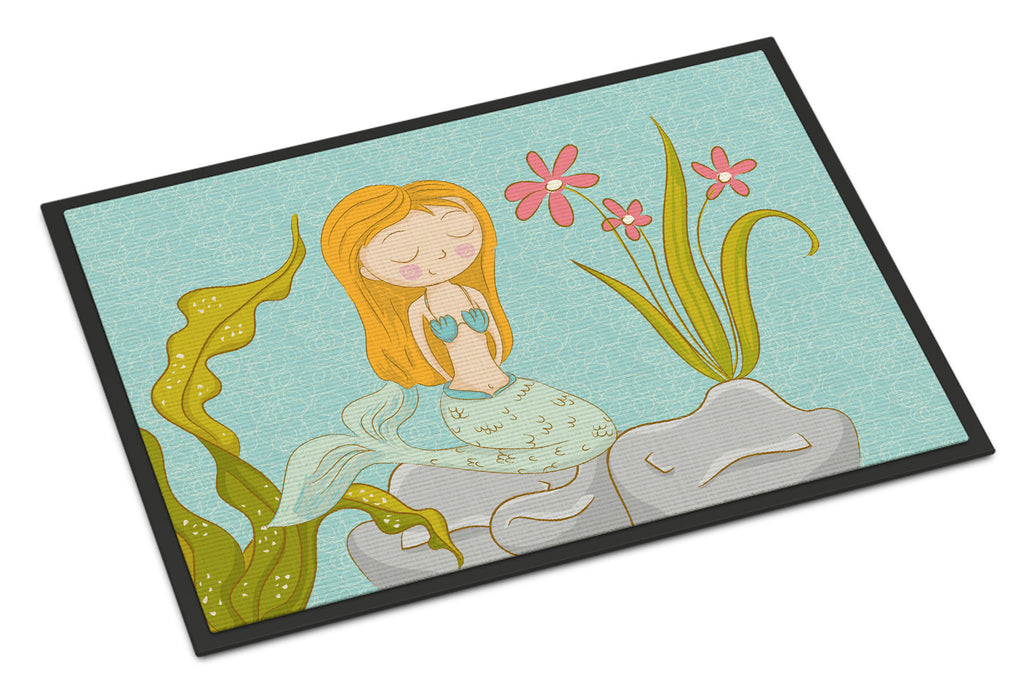 Mermaid Underwater Scene Doormat Indoor Outdoor 18H X 27W Front Door Mat Rugs for Entryway, Non Slip Washable