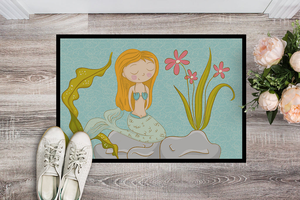 Mermaid Underwater Scene Doormat Indoor Outdoor 18H X 27W Front Door Mat Rugs for Entryway, Non Slip Washable