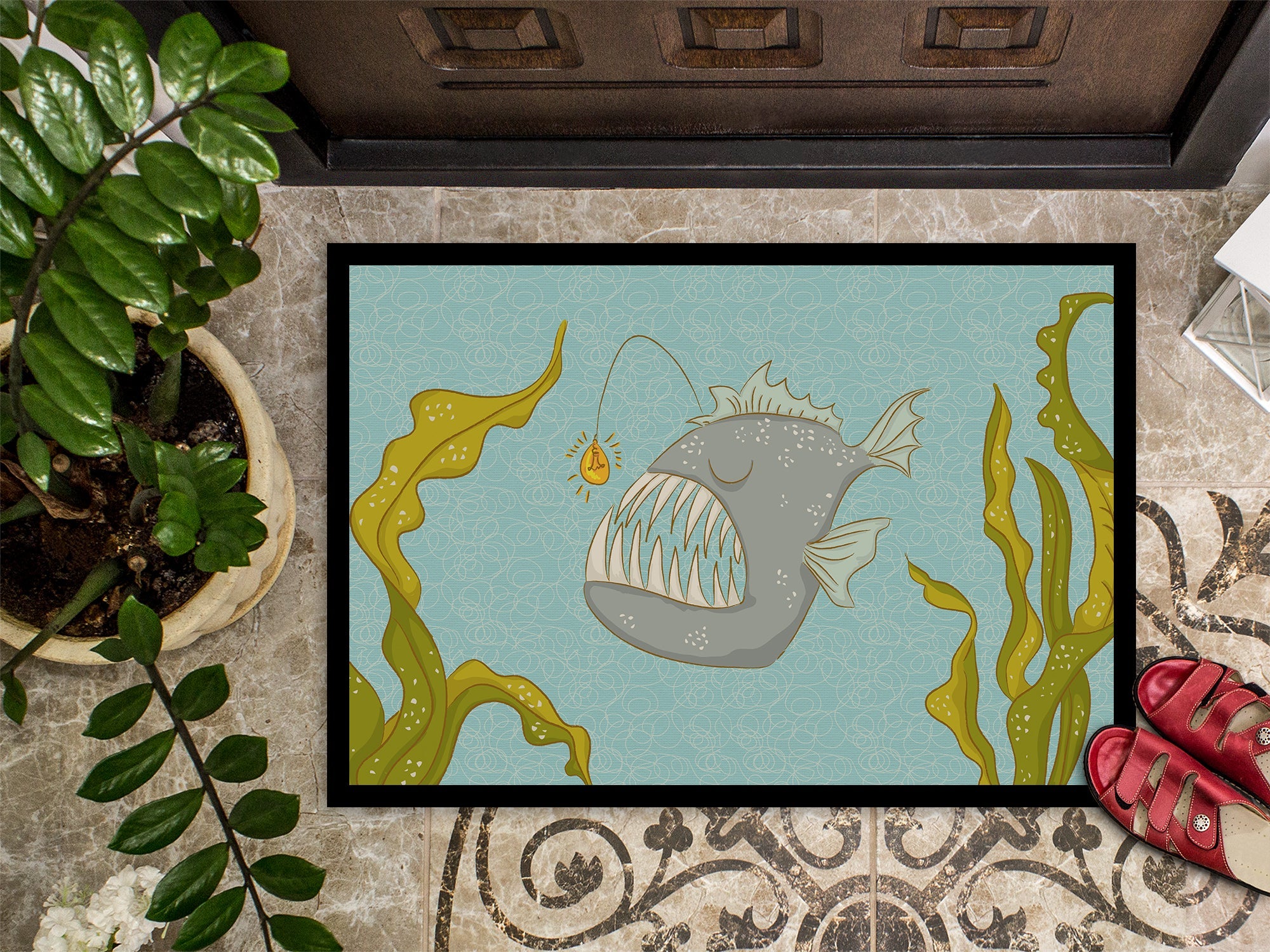 Frog Fish Doormat Indoor Outdoor 18H X 27W Front Door Mat Rugs for Entryway, Non Slip Washable