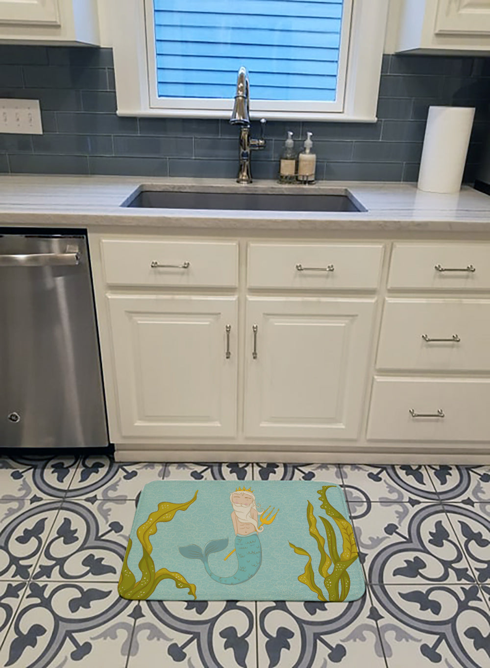 Neptune Merman Memory Foam Kitchen Mat Machine Washable Anti-Fatigue Cushion Comfort Bath or Kitchen Rug