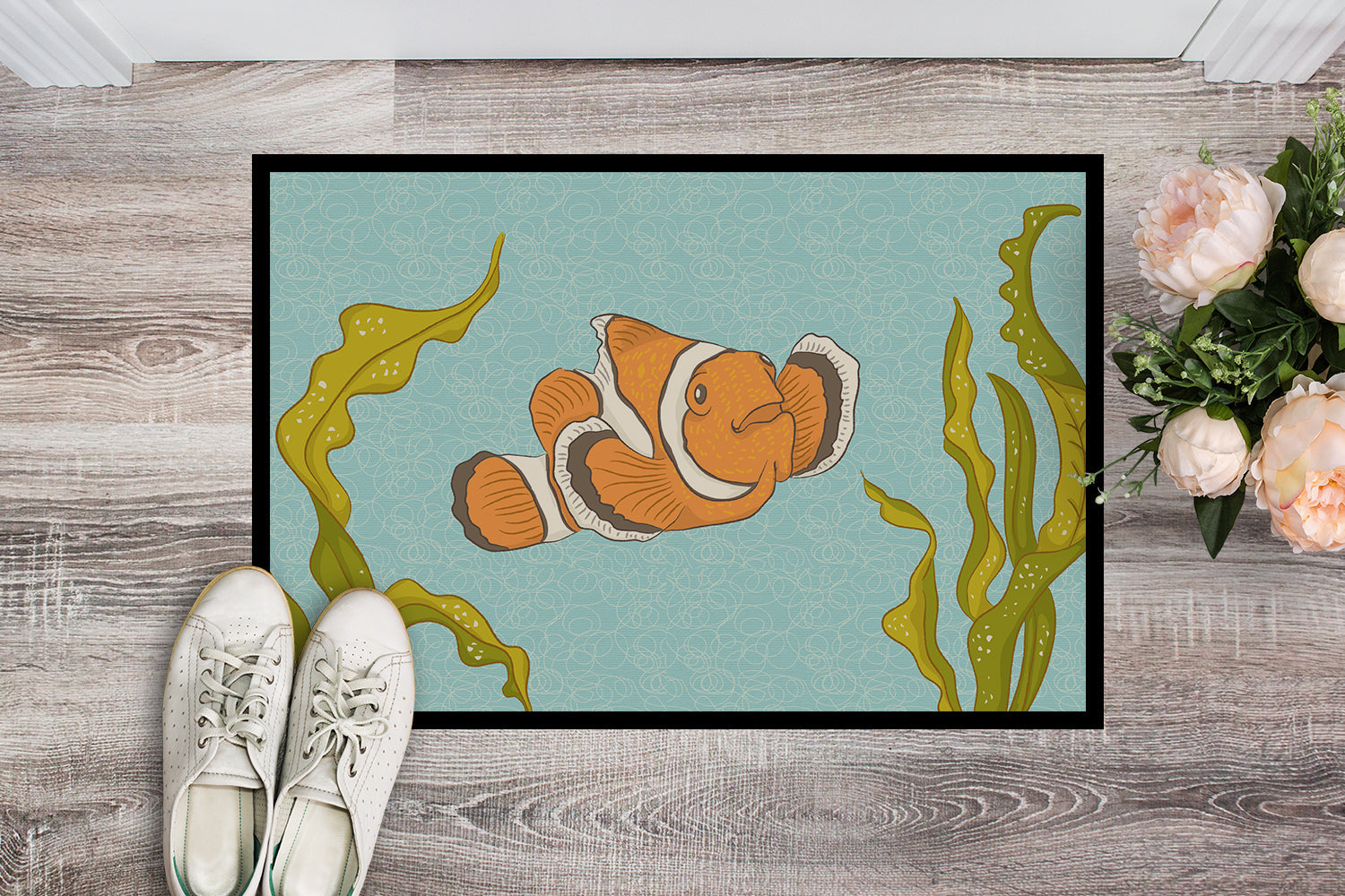 Clown Fish Doormat Indoor Outdoor 24H X 36W Front Door Mat Rugs for Entryway, Non Slip Washable Low Pile,