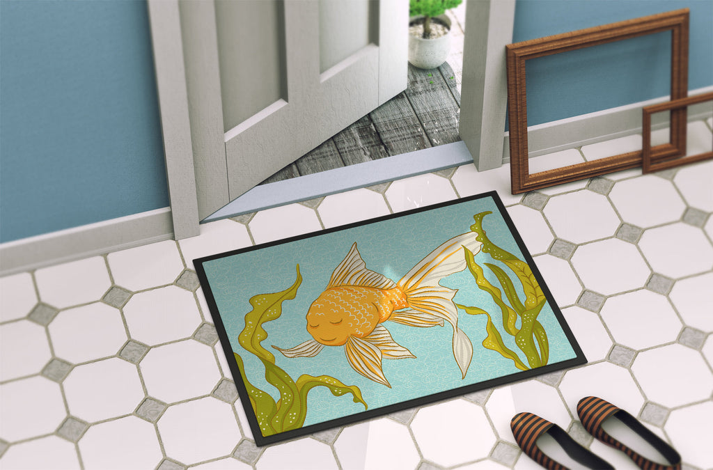 Gold Fish Doormat Indoor Outdoor 18H X 27W Front Door Mat Rugs for Entryway, Non Slip Washable