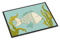 Blue Fish Doormat Indoor Outdoor 24H X 36W Front Door Mat Rugs for Entryway, Non Slip Washable Low Pile,