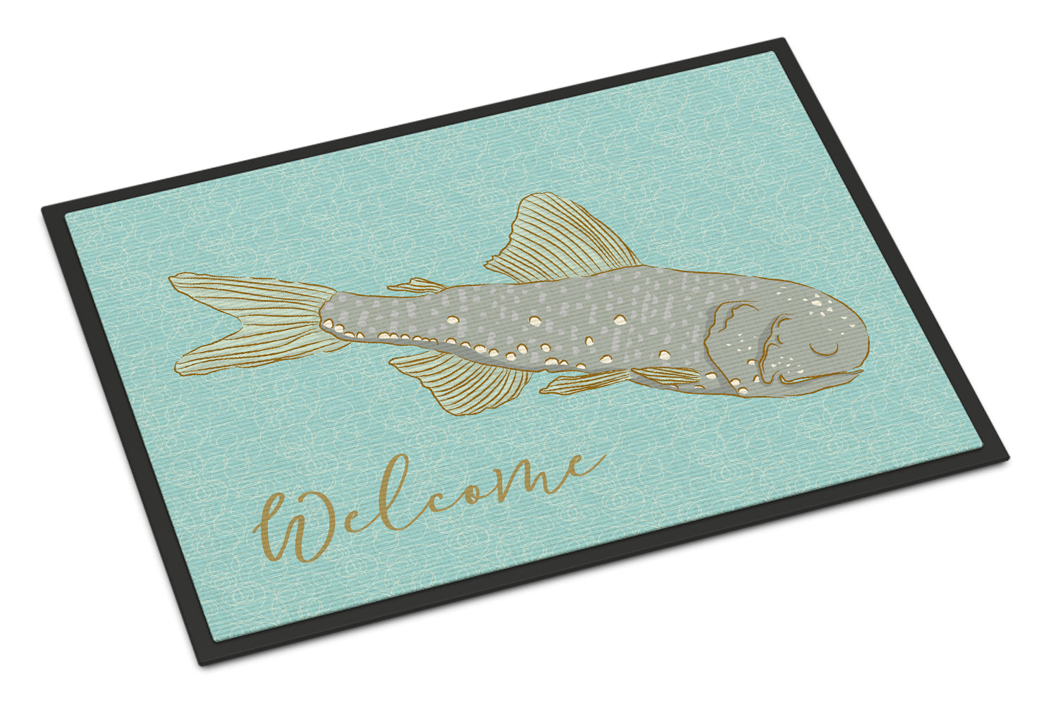 Fish Welcome Doormat Indoor Outdoor 18H X 27W Front Door Mat Rugs for Entryway, Non Slip Washable
