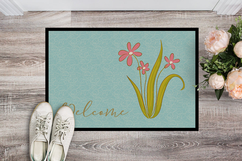 Flowers Welcome Doormat Indoor Outdoor 18H X 27W Front Door Mat Rugs for Entryway, Non Slip Washable