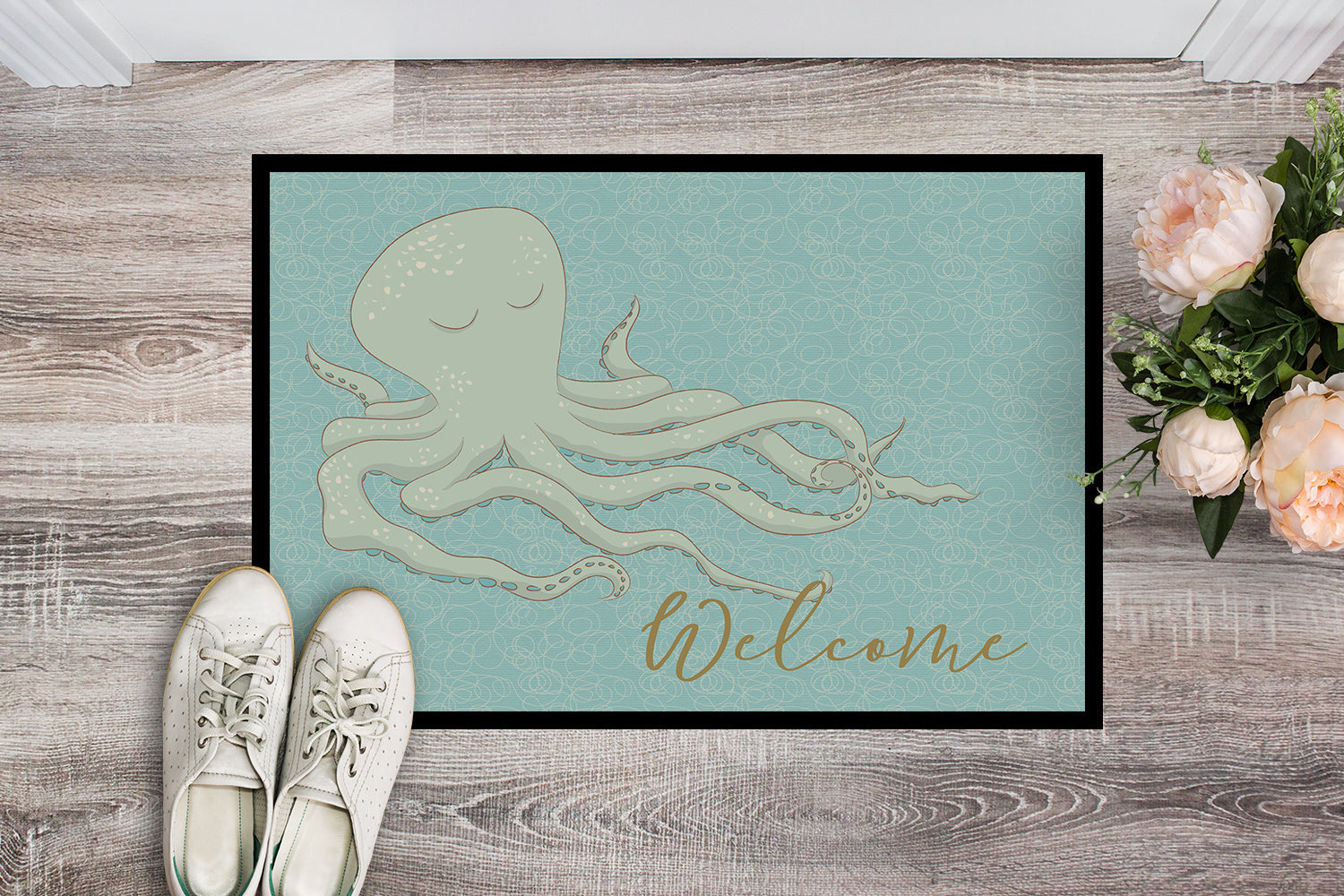 Octopus Welcome Doormat Indoor Outdoor 18H X 27W Front Door Mat Rugs for Entryway, Non Slip Washable