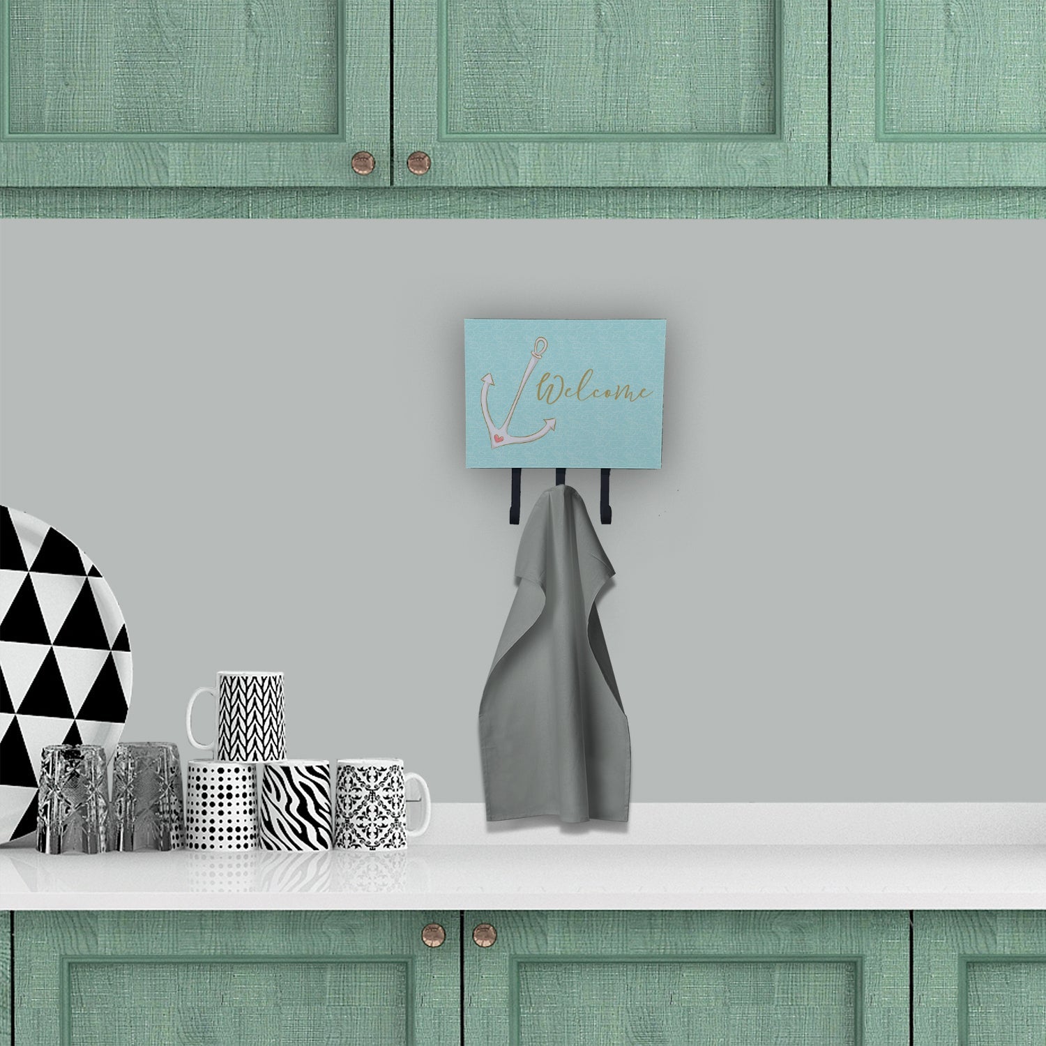 Anchor Welcome Leash or Key Holder Wall Hooks, Coat Rack Wall Mount, for Hanging Keys, Towels, Aprons, Leashes