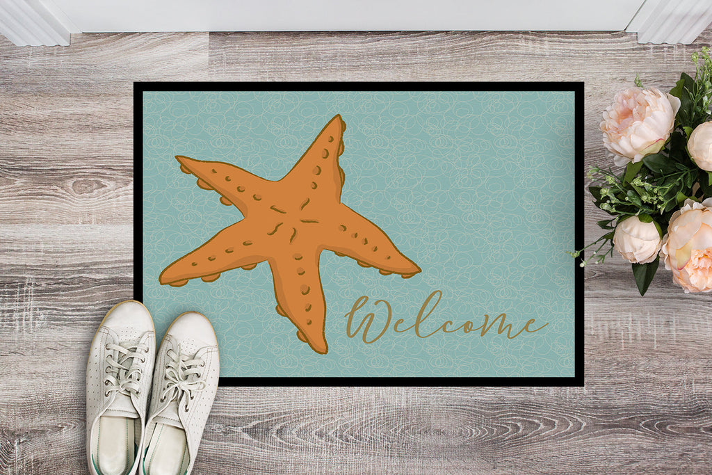 Starfish Welcome Doormat Indoor Outdoor 18H X 27W Front Door Mat Rugs for Entryway, Non Slip Washable