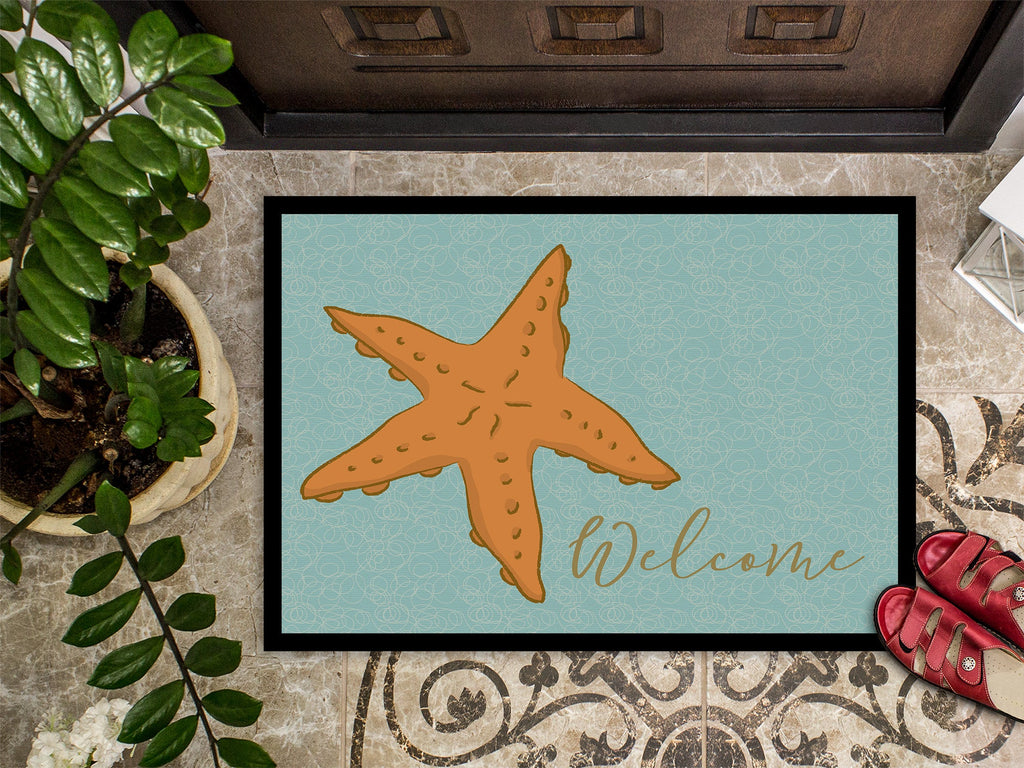 Starfish Welcome Doormat Indoor Outdoor 18H X 27W Front Door Mat Rugs for Entryway, Non Slip Washable