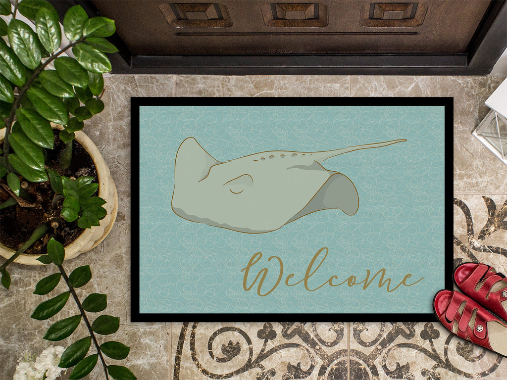 Sting Ray Welcome Doormat Indoor Outdoor 18H X 27W Front Door Mat Rugs for Entryway, Non Slip Washable