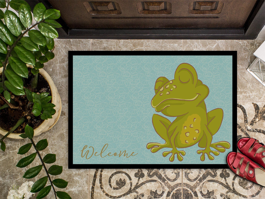 Frog Welcome Doormat Indoor Outdoor 18H X 27W Front Door Mat Rugs for Entryway, Non Slip Washable