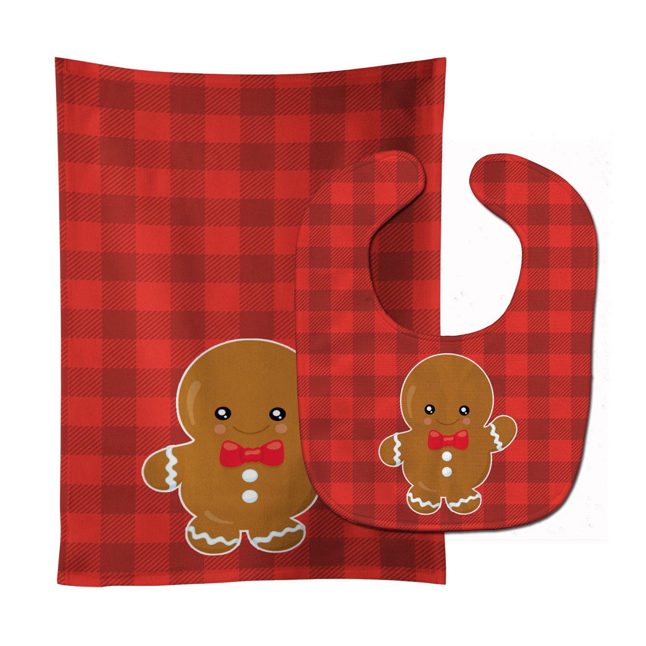 Christmas Gingerbread Boy Baby Bib & Burp Cloth Easy-Clean Baby Bib Baby Feeding Accessory Baby Mealtime Essential