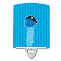 Nautical Pirate Jellyfish Blue Ceramic Night Light Compact, UL-Certified, Ideal for Bedroom, Bathroom, Nursery, Hallway, Kitchen, 6x4x3, Multicolor