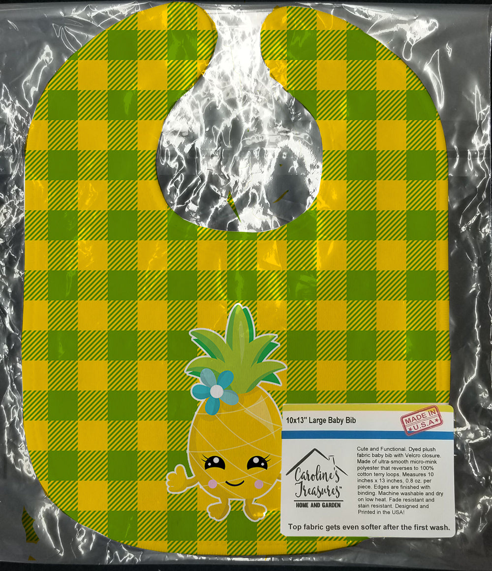 Pineapple Girl Face Baby Bib Easy-Clean Baby Bib Baby Feeding Accessory Baby Mealtime Essential, 10 x 13, Multicolor