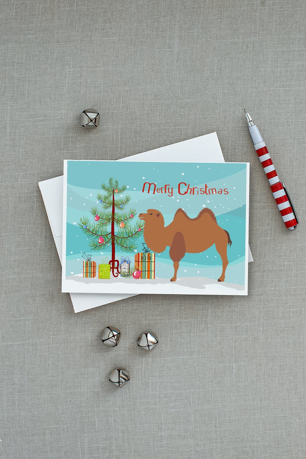 Bactrian Camel Christmas Greeting Cards Pack of 8 Blank Cards with Envelopes Whimsical A7 Size 5x7