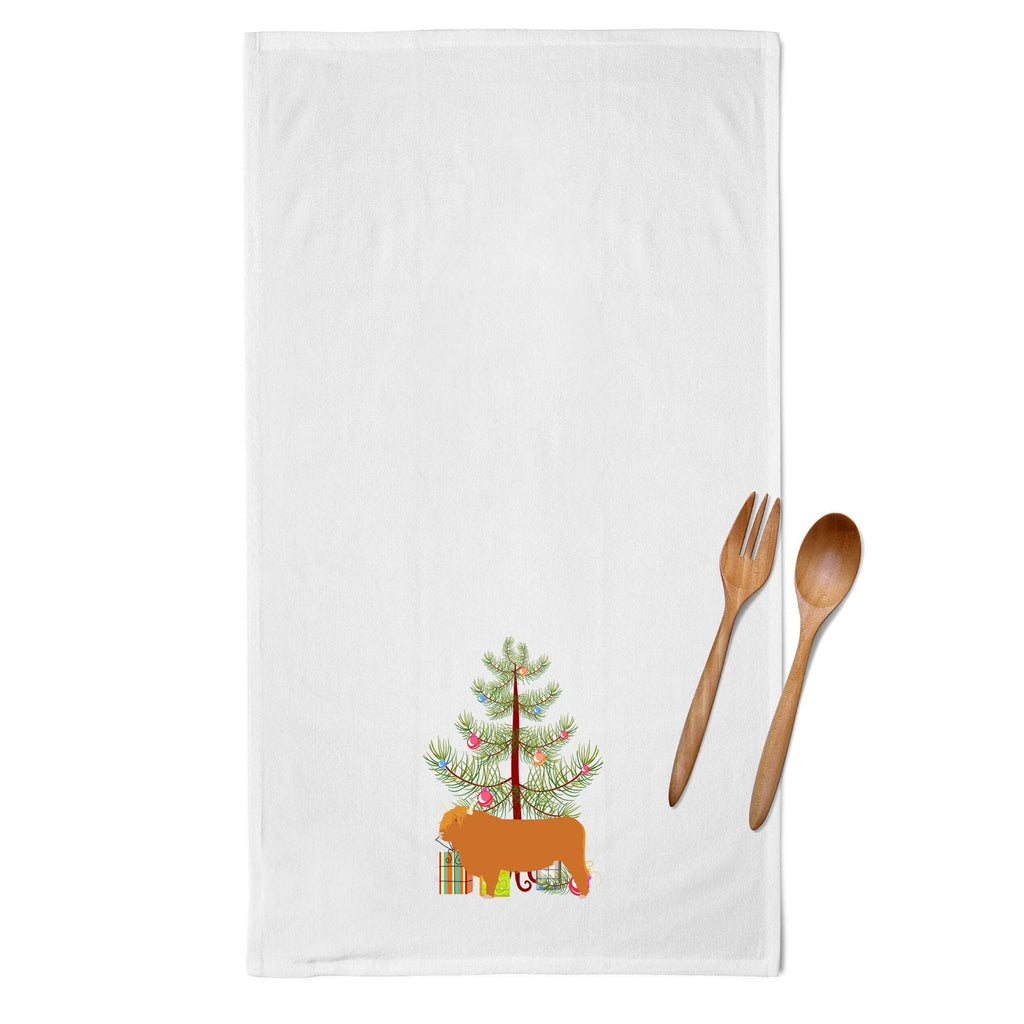 Highland Cow Christmas Kitchen Towel Set of 2 White Dish Towels Decorative Bathroom Hand towel for Hand, Face, Hair, Yoga, Tea, Dishcloth, 19 X 28", White
