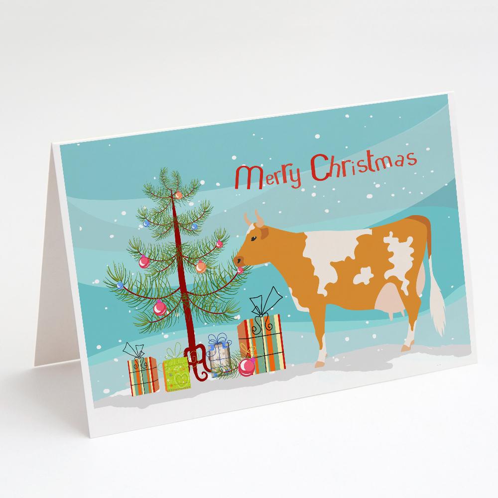 Guernsey Cow Christmas Greeting Cards Pack of 8 Blank Cards with Envelopes Whimsical A7 Size 5x7