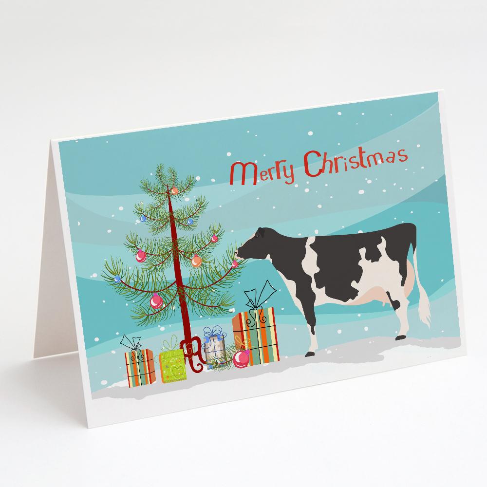 Holstein Cow Christmas Greeting Cards Pack of 8 Blank Cards with Envelopes Whimsical A7 Size 5x7