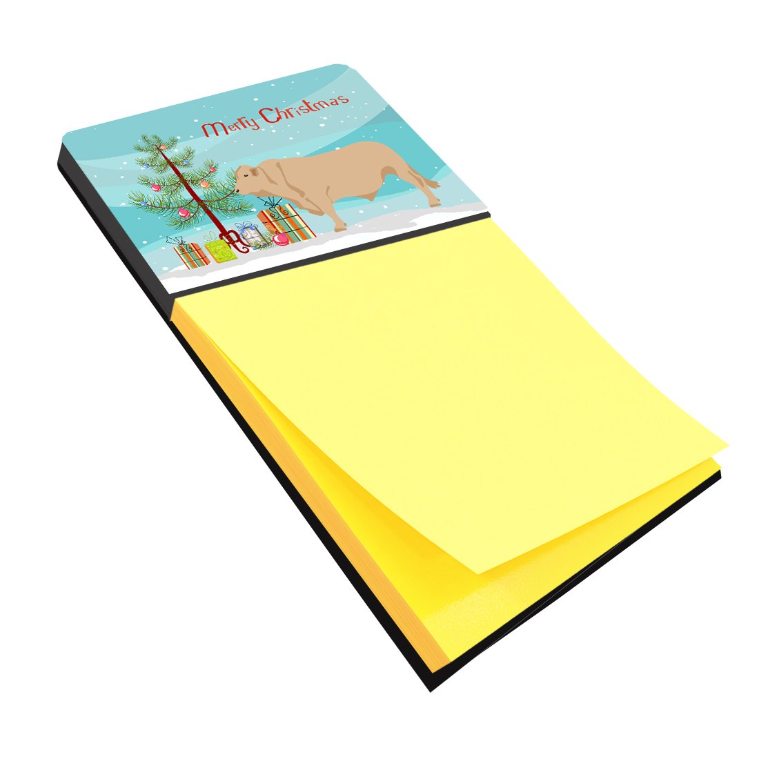 Charolais Cow Christmas Watercolor Sticky Note Holder Refillable Dispenser Desk Accessory 3x3 Pad Gift