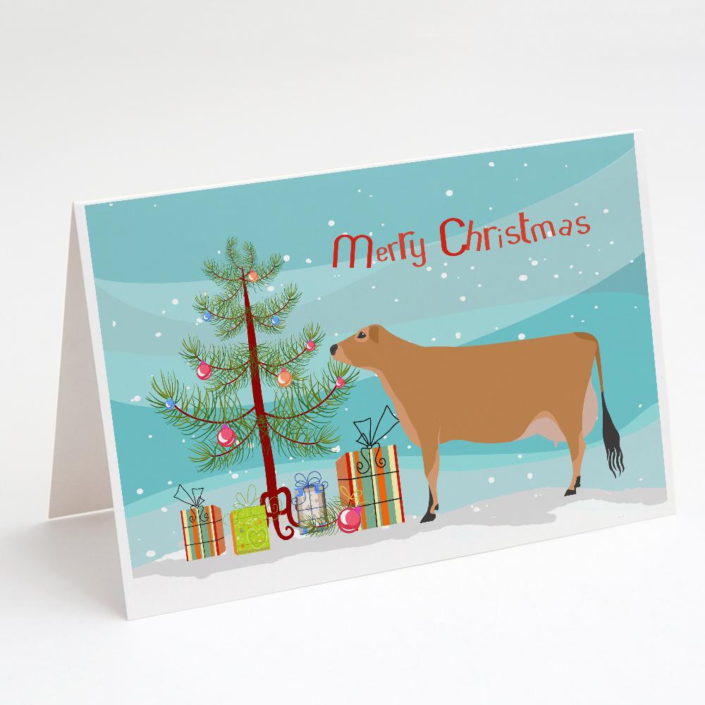 Jersey Cow Christmas Greeting Cards Pack of 8 Blank Cards with Envelopes Whimsical A7 Size 5x7