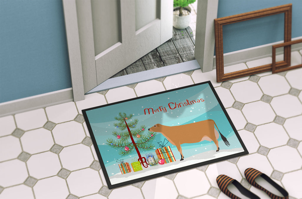 Jersey Cow Christmas Doormat Indoor Outdoor 24H X 36W Front Door Mat Rugs for Entryway, Non Slip Washable Low Pile,