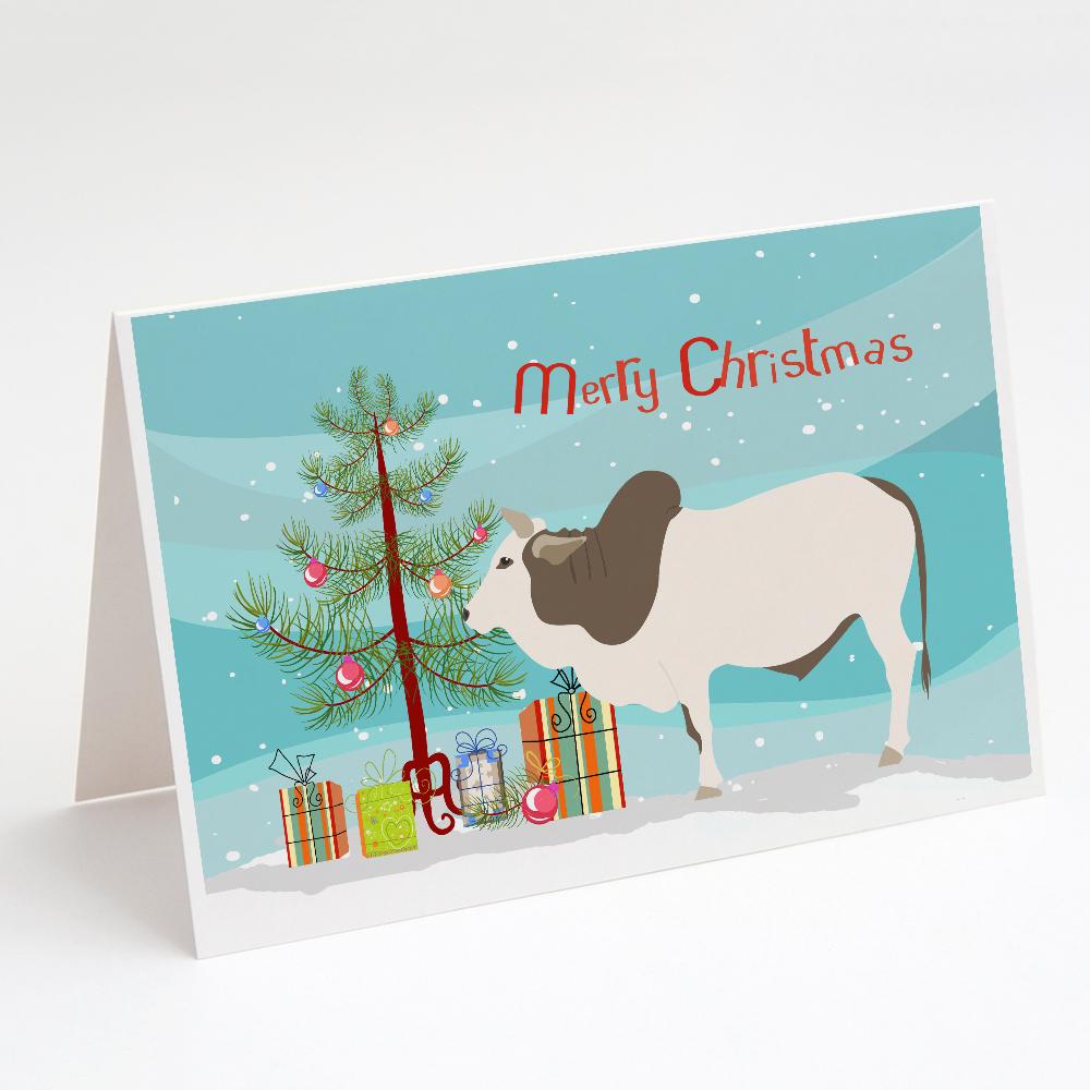 Malvi Cow Christmas Greeting Cards Pack of 8 Blank Cards with Envelopes Whimsical A7 Size 5x7