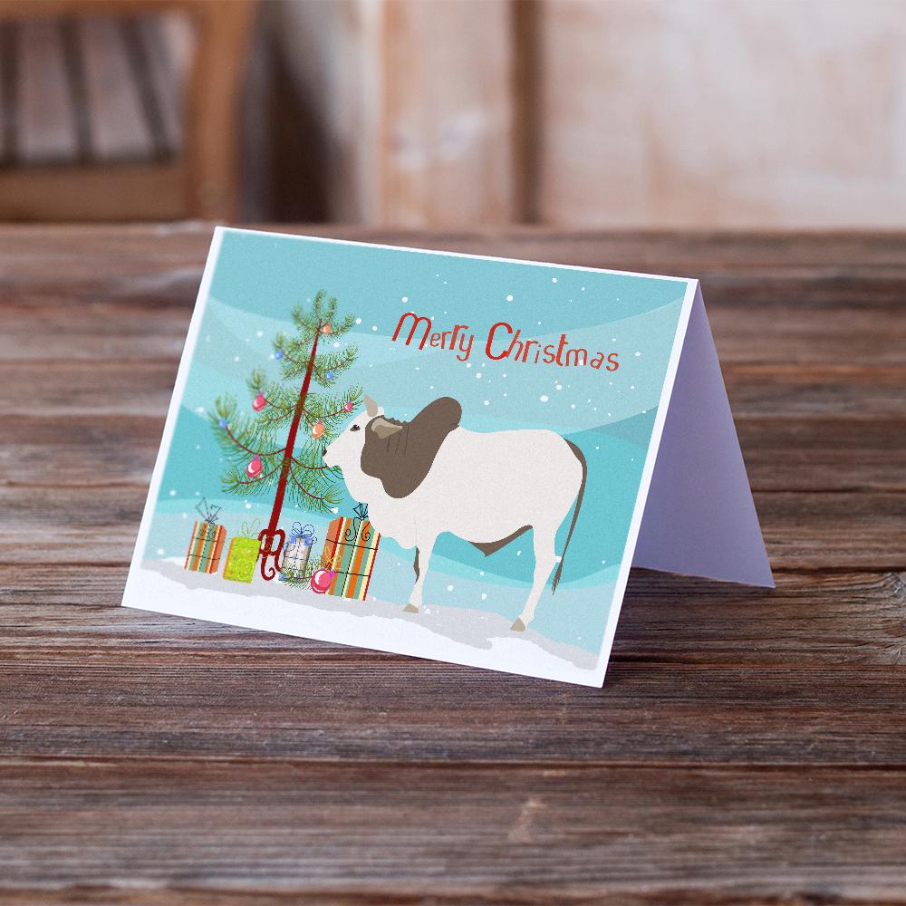 Malvi Cow Christmas Greeting Cards Pack of 8 Blank Cards with Envelopes Whimsical A7 Size 5x7