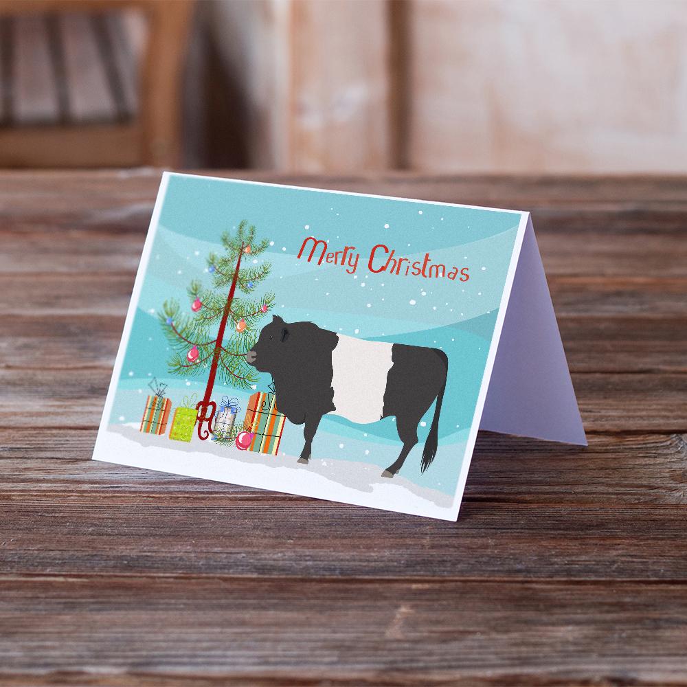 Belted Galloway Cow Christmas Greeting Cards Pack of 8 Blank Cards with Envelopes Whimsical A7 Size 5x7
