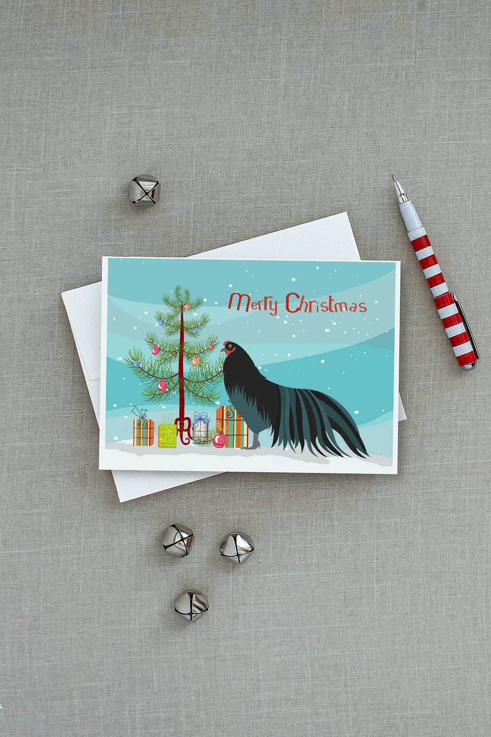 Sumatra Chicken Christmas Greeting Cards Pack of 8 Blank Cards with Envelopes Whimsical A7 Size 5x7