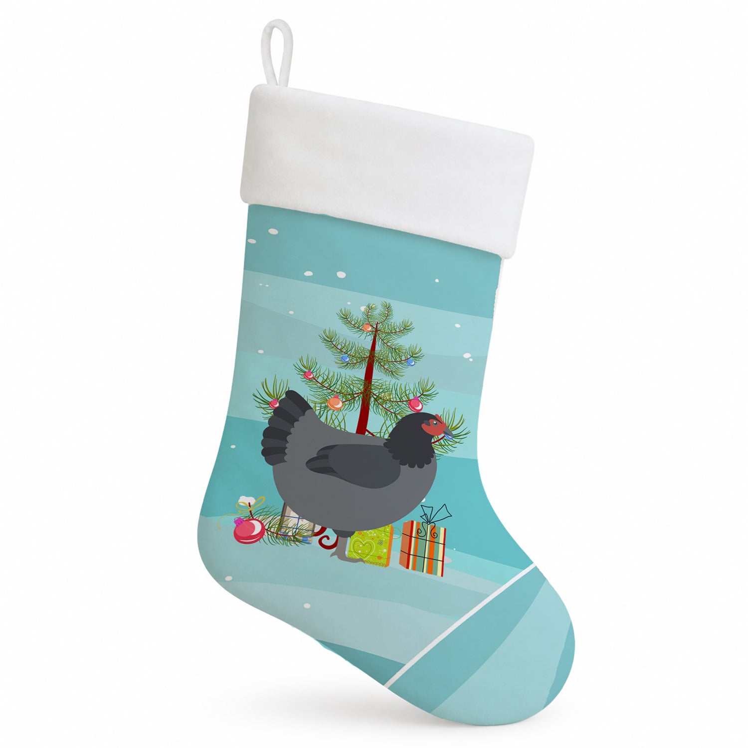 Jersey Giant Chicken Christmas Holiday Stocking Double-Sided Print, Polyester Suede,11x18, Made in USA