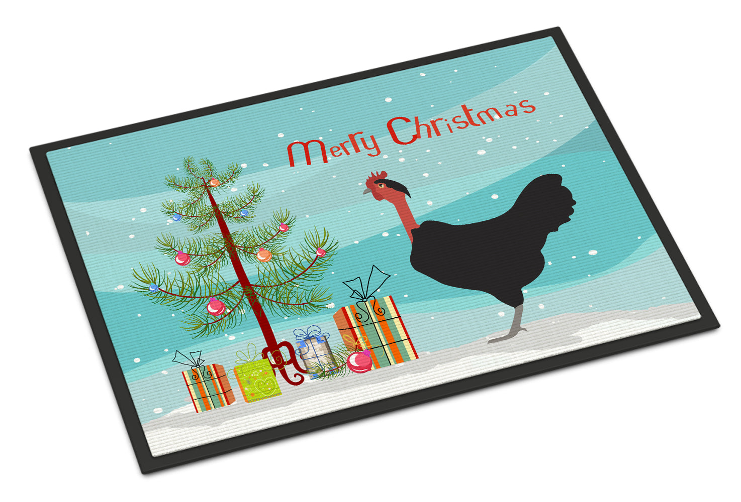 Naked Neck Chicken Christmas Doormat Indoor Outdoor 18H X 27W Front Door Mat Rugs for Entryway, Non Slip Washable