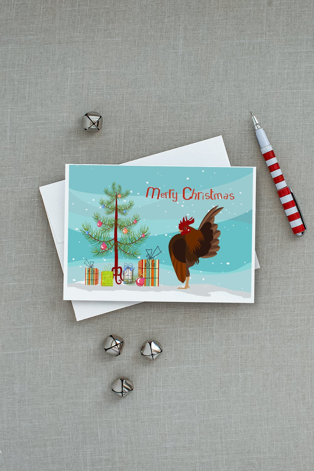 Malaysian Serama Chicken Christmas Greeting Cards Pack of 8 Blank Cards with Envelopes Whimsical A7 Size 5x7