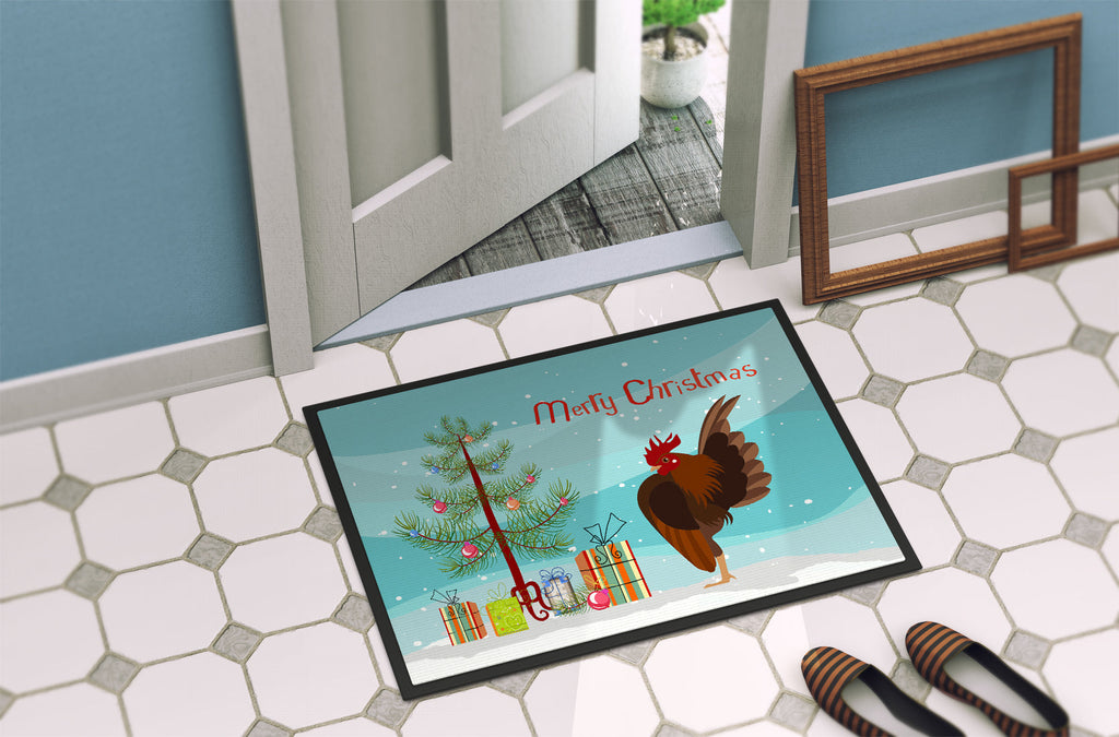 Malaysian Serama Chicken Christmas Doormat Indoor Outdoor 24H X 36W Front Door Mat Rugs for Entryway, Non Slip Washable Low Pile,