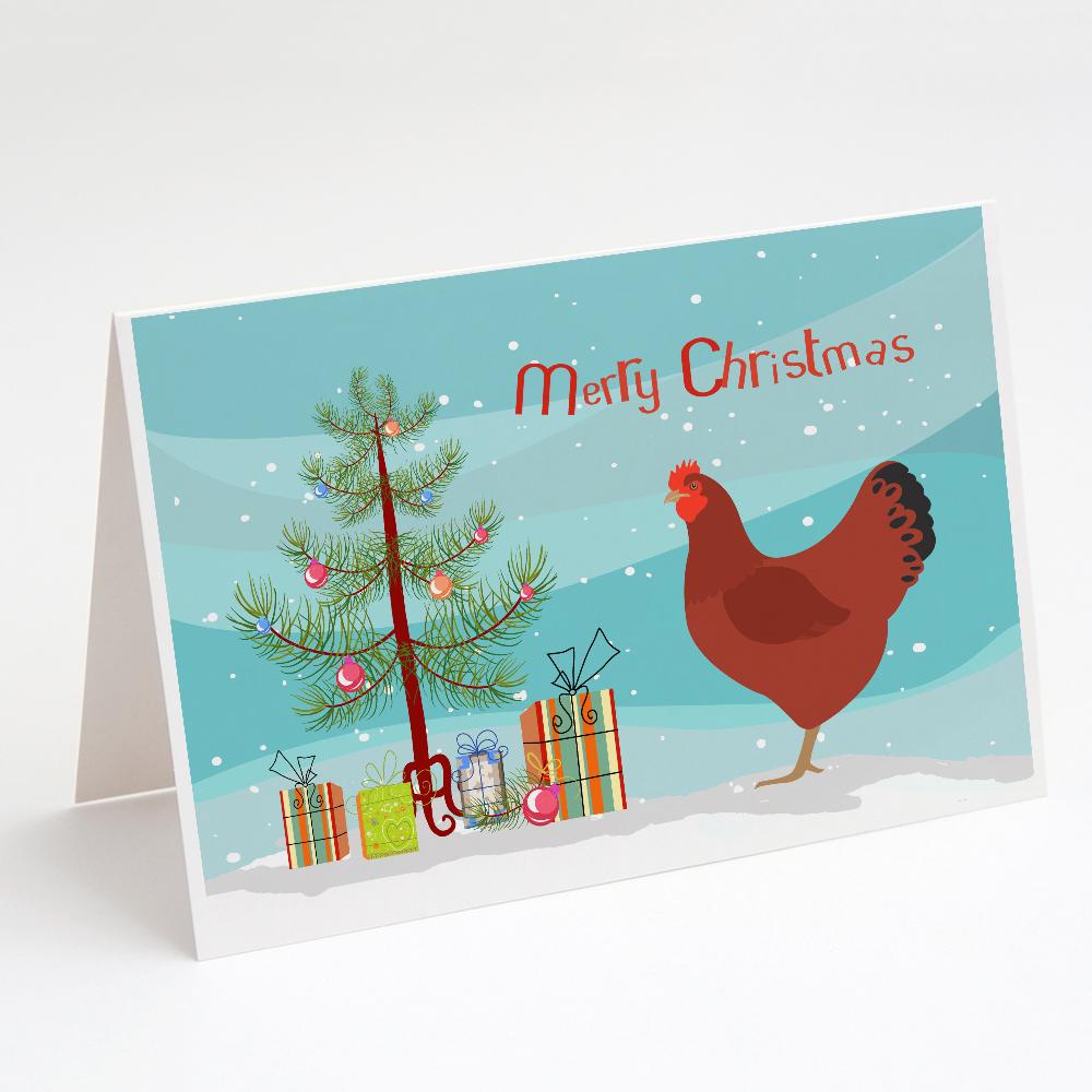 New Hampshire Red Chicken Christmas Greeting Cards Pack of 8 Blank Cards with Envelopes Whimsical A7 Size 5x7