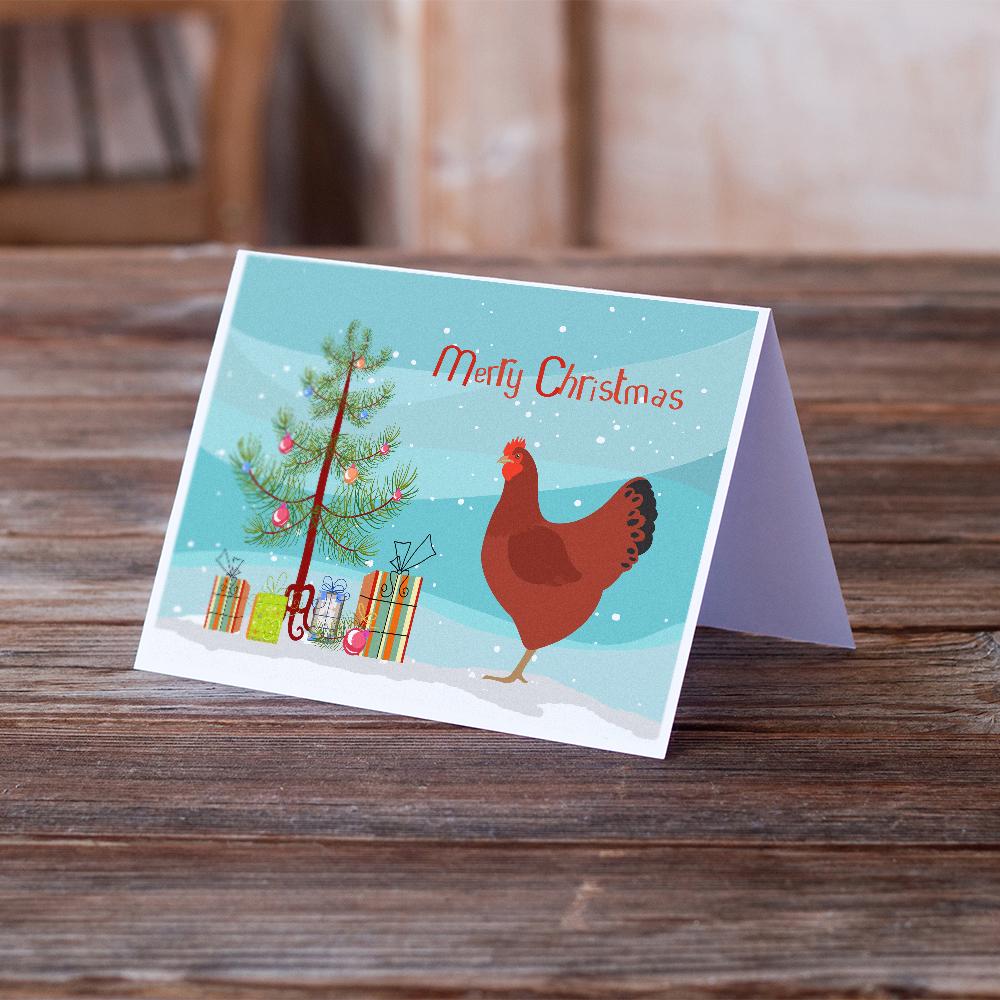 New Hampshire Red Chicken Christmas Greeting Cards Pack of 8 Blank Cards with Envelopes Whimsical A7 Size 5x7