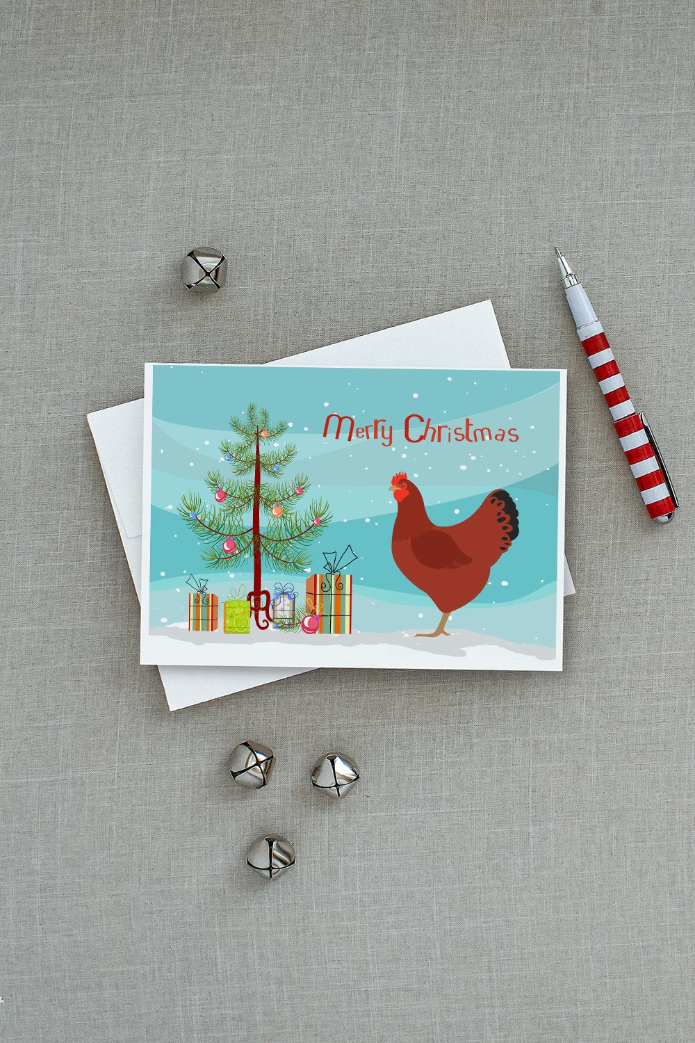 New Hampshire Red Chicken Christmas Greeting Cards Pack of 8 Blank Cards with Envelopes Whimsical A7 Size 5x7