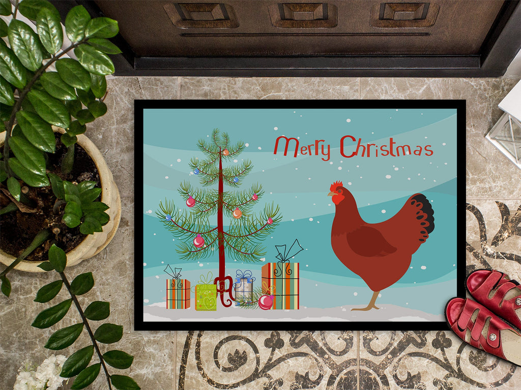 New Hampshire Red Chicken Christmas Doormat Indoor Outdoor 24H X 36W Front Door Mat Rugs for Entryway, Non Slip Washable Low Pile,