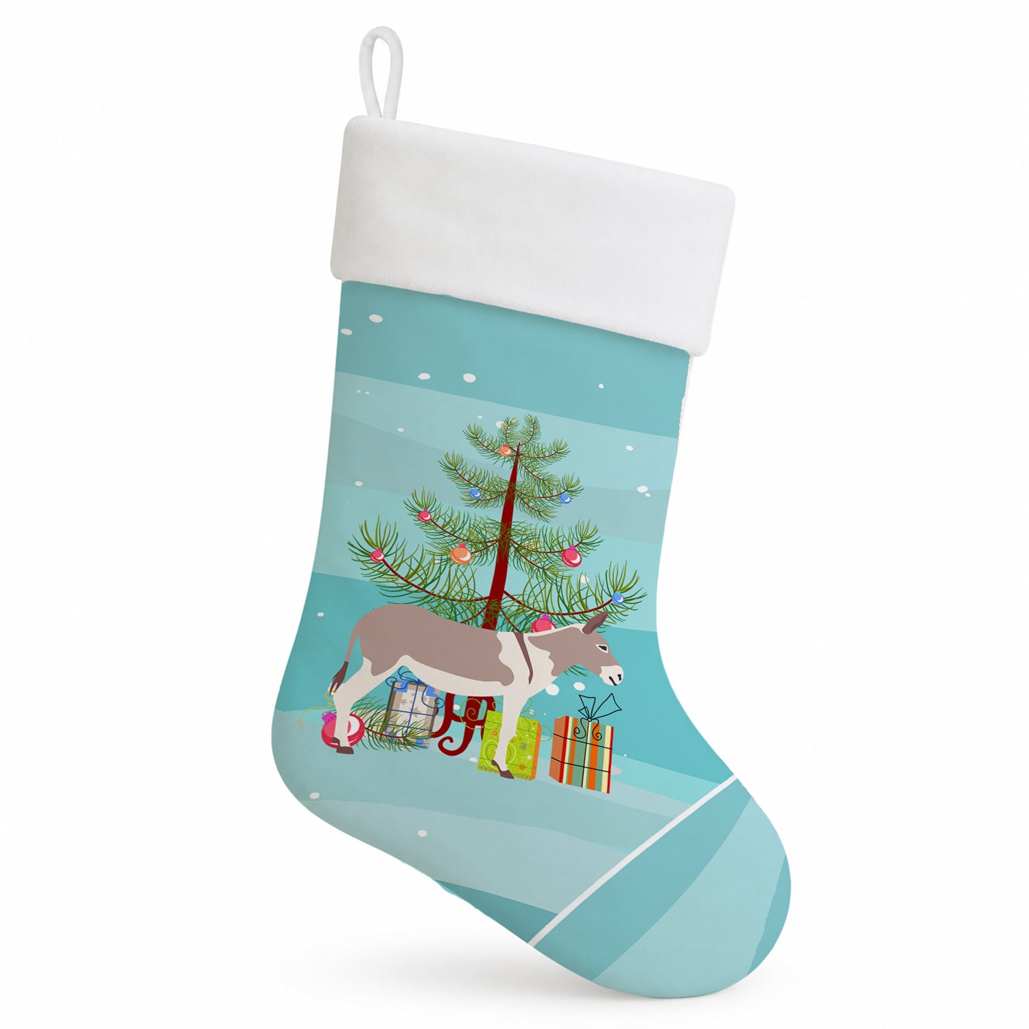 Australian Teamster Donkey Christmas Holiday Stocking Double-Sided Print, Polyester Suede,11x18, Made in USA