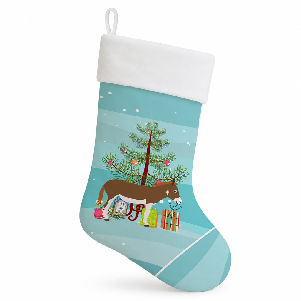 Miniature Mediterranian Donkey Christmas Holiday Stocking Double-Sided Print, Polyester Suede,11x18, Made in USA