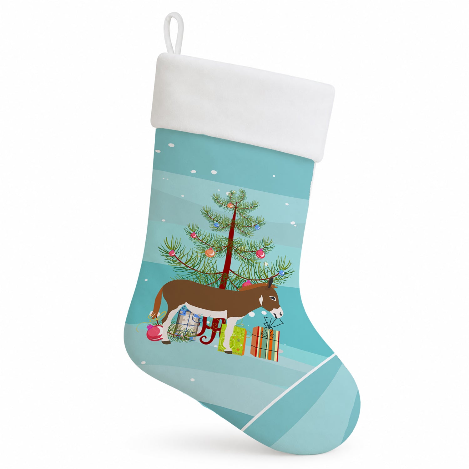 Miniature Mediterranian Donkey Christmas Holiday Stocking Double-Sided Print, Polyester Suede,11x18, Made in USA