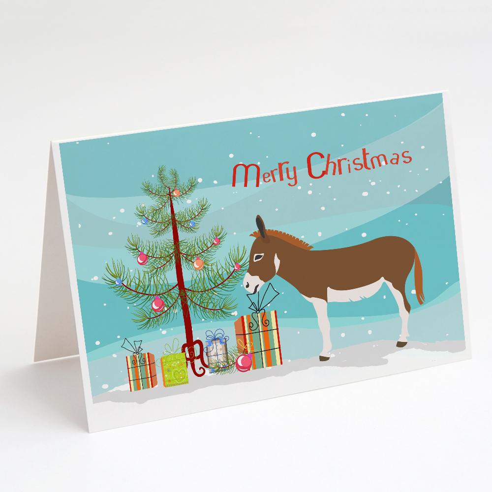 Miniature Mediterranian Donkey Christmas Greeting Cards Pack of 8 Blank Cards with Envelopes Whimsical A7 Size 5x7