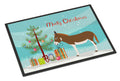 Miniature Mediterranian Donkey Christmas Doormat Indoor Outdoor 24H X 36W Front Door Mat Rugs for Entryway, Non Slip Washable Low Pile,
