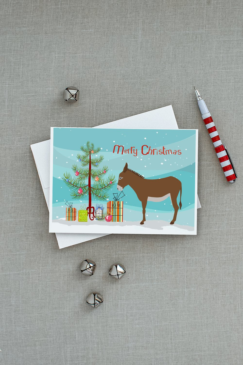 Cotentin Donkey Christmas Greeting Cards Pack of 8 Blank Cards with Envelopes Whimsical A7 Size 5x7