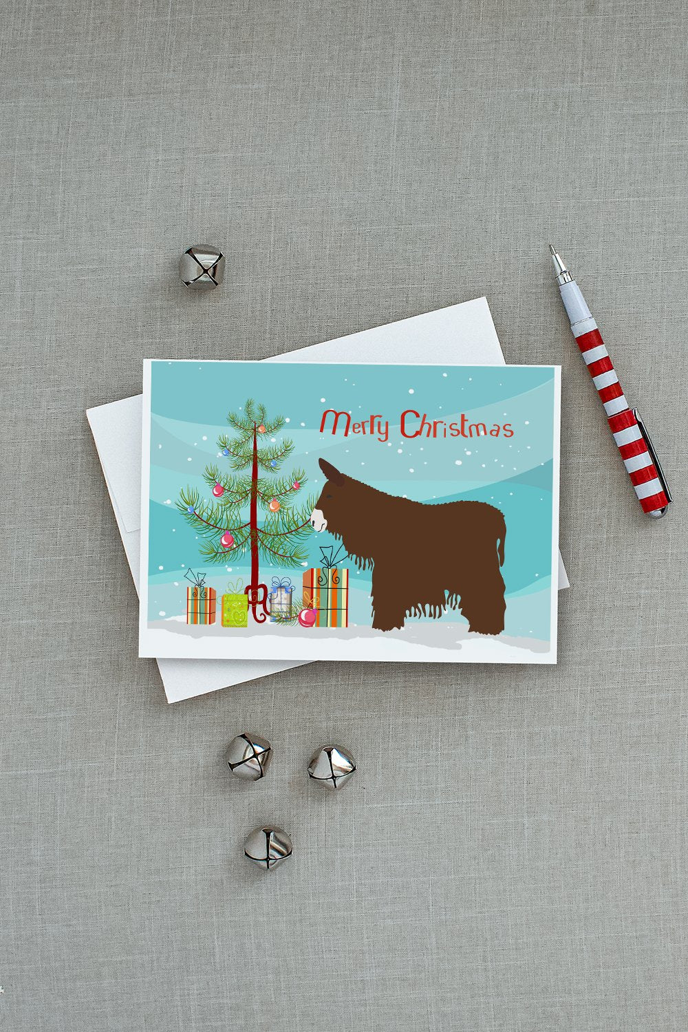 Poitou Poiteuin Donkey Christmas Greeting Cards Pack of 8 Blank Cards with Envelopes Whimsical A7 Size 5x7