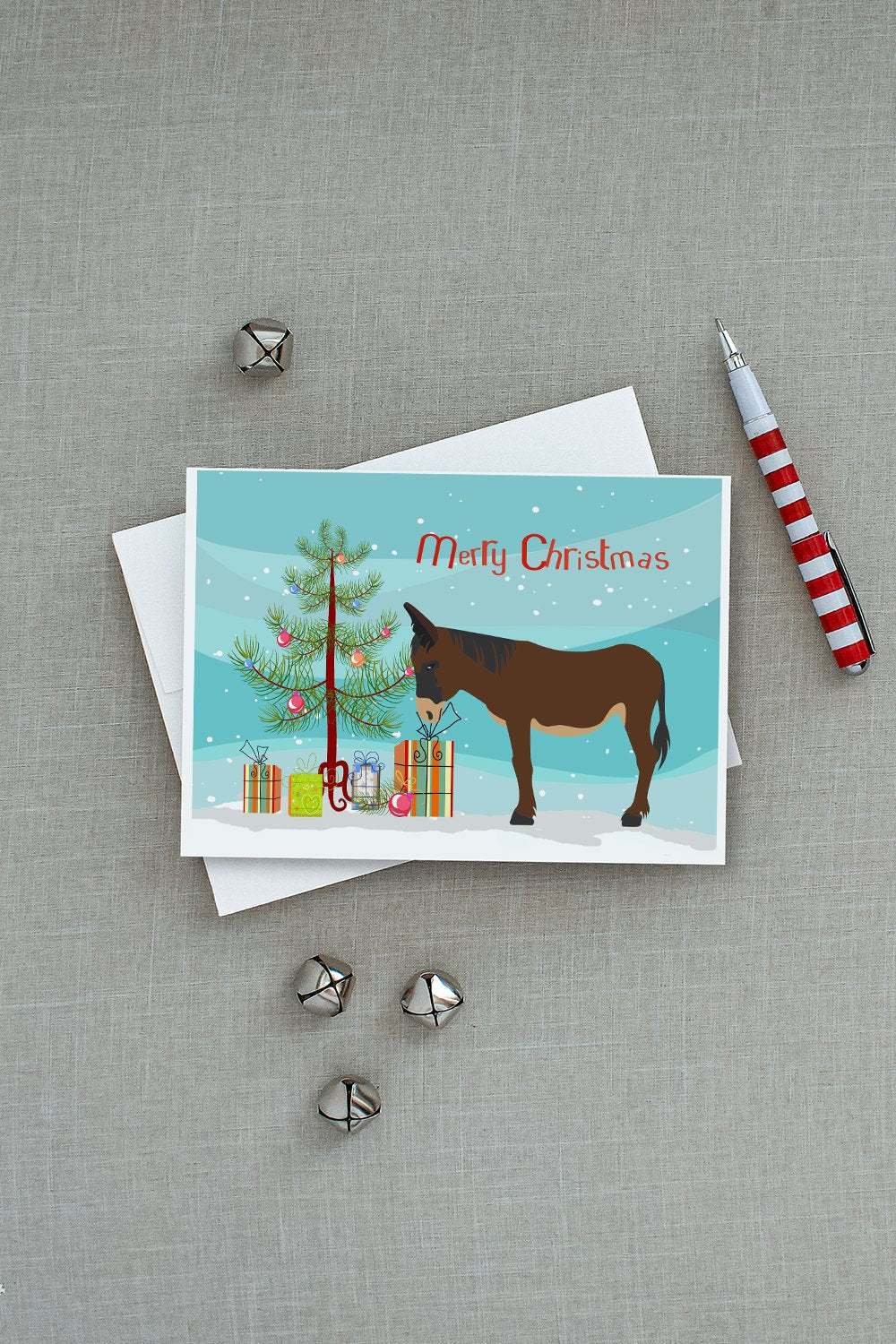 Zamorano-Leones Donkey Christmas Greeting Cards Pack of 8 Blank Cards with Envelopes Whimsical A7 Size 5x7