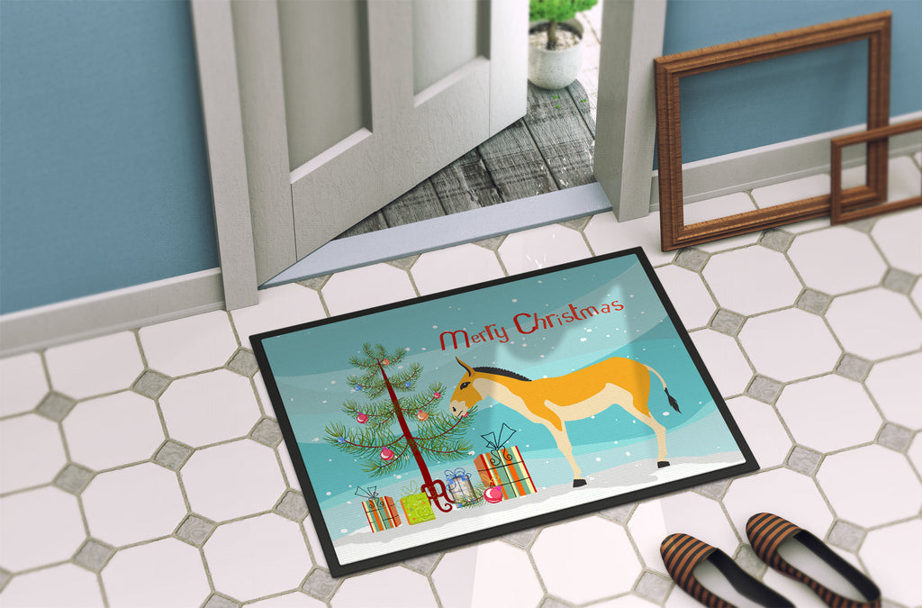 Turkmenian Kulan Donkey Christmas Doormat Indoor Outdoor 24H X 36W Front Door Mat Rugs for Entryway, Non Slip Washable Low Pile,