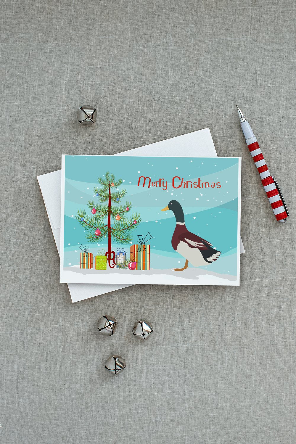 Rouen Duck Christmas Greeting Cards Pack of 8 Blank Cards with Envelopes Whimsical A7 Size 5x7
